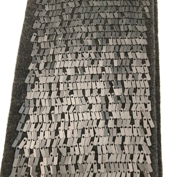 Statement 100% Merino Wool Scarf w Metallic Sequins Charcoal Gray Sz OS NWOT - Picture 3 of 7
